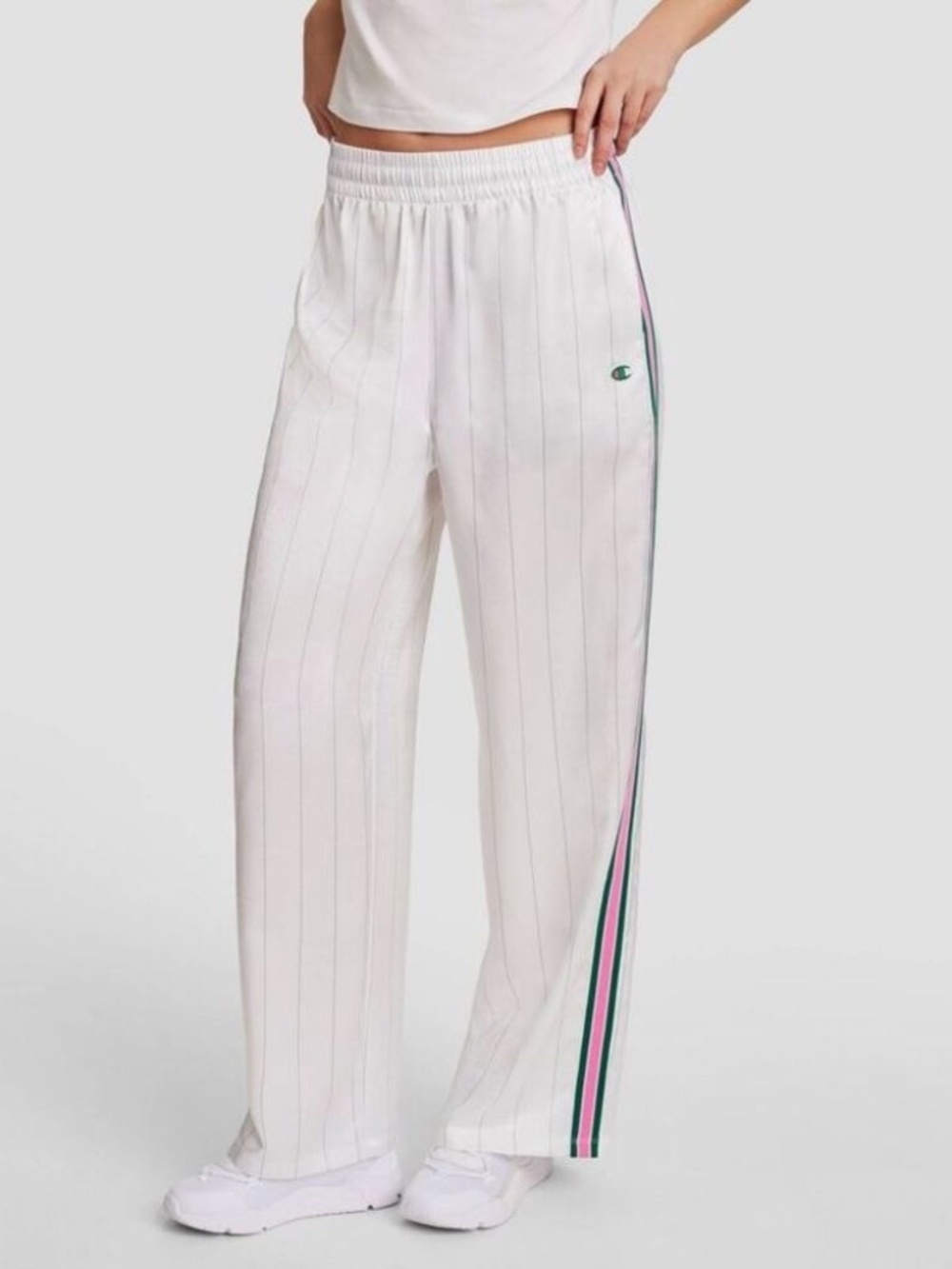 Champion Women's Game Set Match Pants - White Pinstripe S